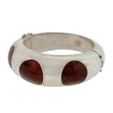 Vintage Mexican Sterling & Inlaid Bakelite Hinged Bangle Bracelet