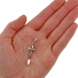 KREMENTZ Art Nouveau Platinum, Diamond + Pearl Lavalier Pendant