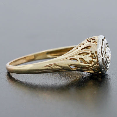 Edwardian 18kt Mixed Metals Diamond Engagement Ring 0.16ct