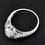 Art Deco 18kt Rose Motif Diamond Engagement Ring .35ct