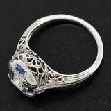 Art Deco 18kt Diamond & Sapphire Engage Ring .10ct