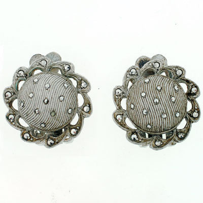 FAHRNER Vintage Sterling & Marcasite Pin & Earring Set
