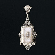 Late Art Deco 14kt Rock Quartz & Cameo Flip Pendant