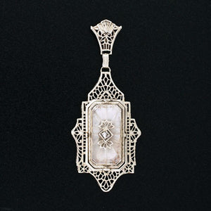 Late Art Deco 14kt Rock Quartz & Cameo Flip Pendant