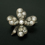 Victorian Sterling & Four Leaf Clover French Paste Pin