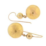 Retro 14kt Yellow Gold Ball Dangling Earrings