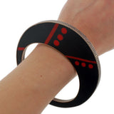 Vintage Sterling Resin Cutout Disc Bangle Bracelet