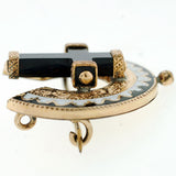 Victorian 15kt Onyx Cross & Enamel Earring & Pin Set