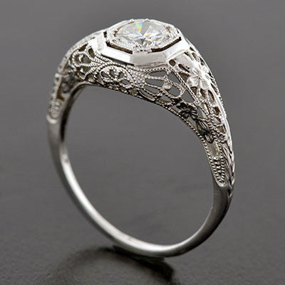 Art Deco 18kt Diamond Engagement Ring .54ct