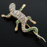 Edwardian 14kt Diamond & Demantoid Garnet Lizard Pin