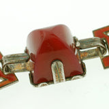 Art Deco Sterling Enamel & Carnelian Bracelet