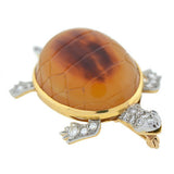 Edwardian 14kt & Platinum Tortoise Shell Turtle Pin