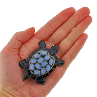 Vintage Large Bakelite & Faux Chalcedony Tortoise Pin
