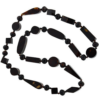 Victorian Tortoise Shell Long Beaded Necklace