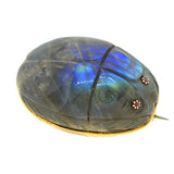 Art Nouveau 10kt Carved Labradorite Scarab Pin/Pendant