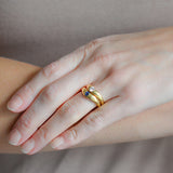 TIFFANY & CO. ELSA PERETTI Estate 18kt Diamond + Sapphire Curved Ring Set