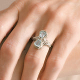 Art Deco 14kt Aquamarine Bow Motif Filigree Ring