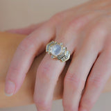 Vintage 14kt Moonstone + Diamond Ring 1.50ctw