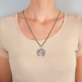 Victorian Sterling Horseshoe + Riding Crop "SOUVENIR" Pendant