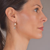 Vintage 14kt Teardrop Aquamarine + 8mm Pearl Earrings