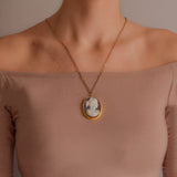 Victorian Large 18kt Hand Carved Sardonyx Cameo Pendant