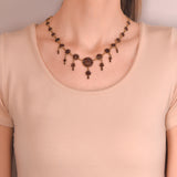 Victorian Bohemian Garnet Cluster Link Festoon Style Necklace 18"