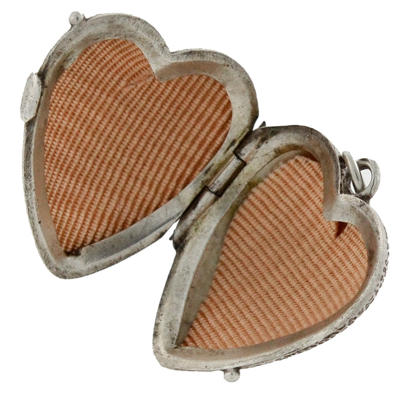 Victorian Sterling Silver Textured Puffy Heart Locket