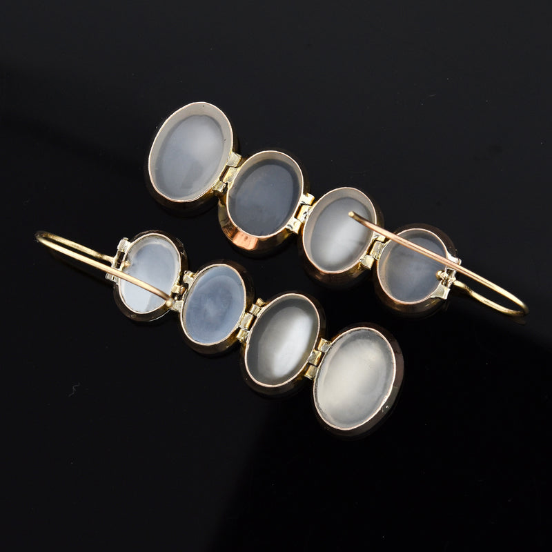 Late Victorian 14kt Moonstone Dangle Earrings