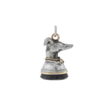 Victorian 9kt/Sterling Whippet Dog + Onyx Seal Fob Pendant