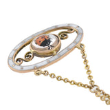 Victorian 9kt Essex Crystal + Enameled Ladybug Pendant Necklace 17.5"