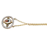 Victorian 9kt Essex Crystal + Enameled Ladybug Pendant Necklace 17.5"