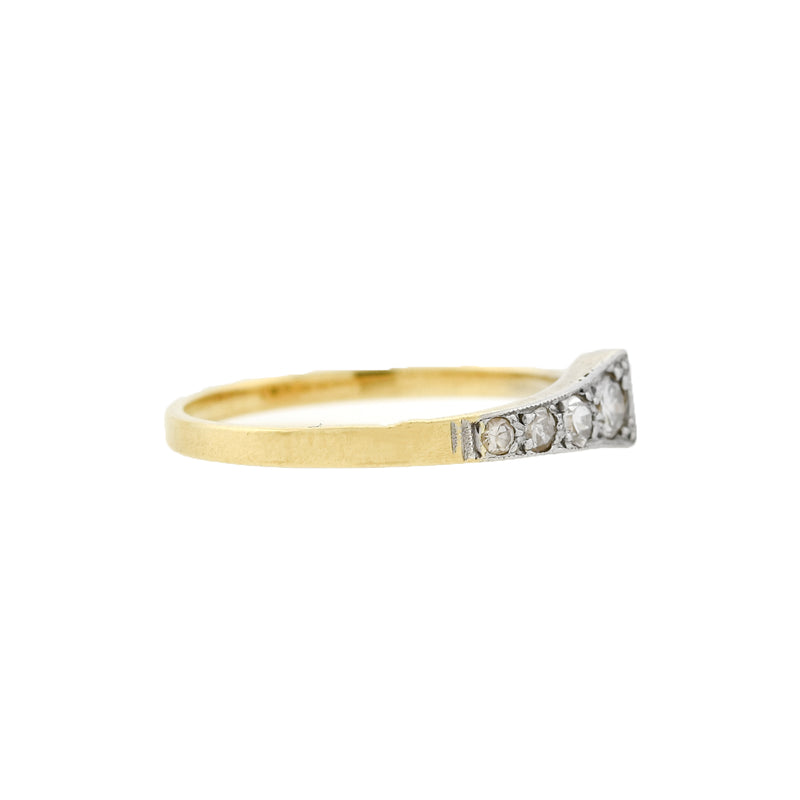 Edwardian 18kt/Platinum Diamond Square Head Nail Ring 0.22ctw