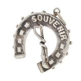 Victorian Sterling Horseshoe + Riding Crop "SOUVENIR" Pendant