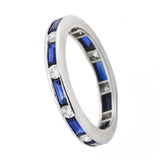 OSCAR HEYMAN Estate Platinum Sapphire Baguette + Diamond Eternity Band