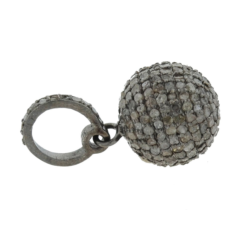 Estate Sterling Pavé Diamond Ball Pendant/Charm
