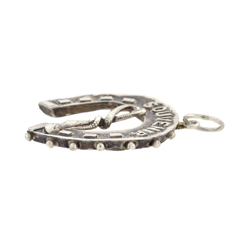 Victorian Sterling Horseshoe + Riding Crop "SOUVENIR" Pendant