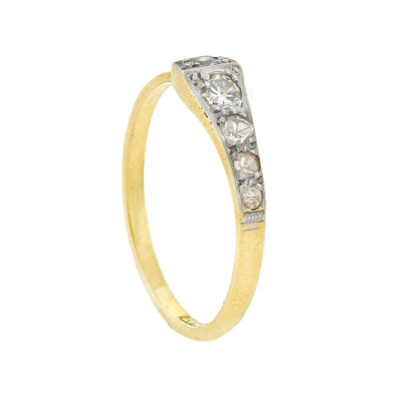 Edwardian 18kt/Platinum Diamond Square Head Nail Ring 0.22ctw