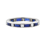 OSCAR HEYMAN Estate Platinum Sapphire Baguette + Diamond Eternity Band