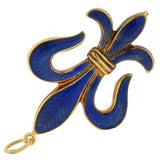 Late Victorian 14kt Blue Enamel "Fleur-de-Lys" Pendant
