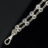 Art Deco Silver + French Paste Chain Necklace 62"